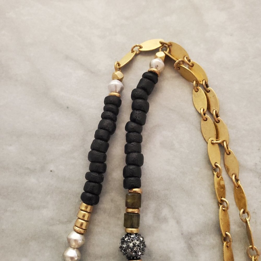 ✨ Stella and Dot Labradorite Artisan Druzy Beaded Stone Pave Rhinestone Pendant - Picture 6 of 14